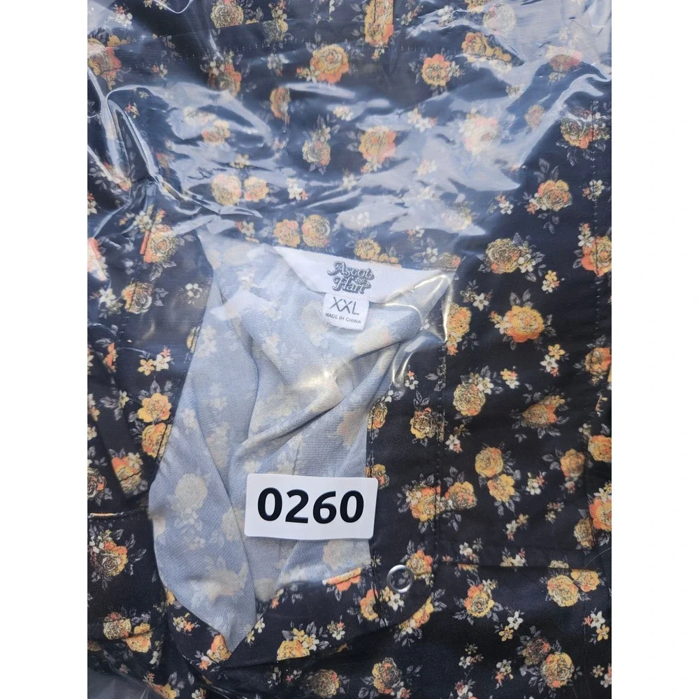 Ascot and Hart Black Floral Western Snap Button Down Shirt XXL Long Sleeve